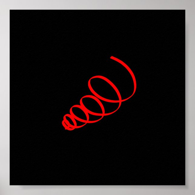 Affiche abstraite minimaliste Spirale Rouge Noir (Devant)