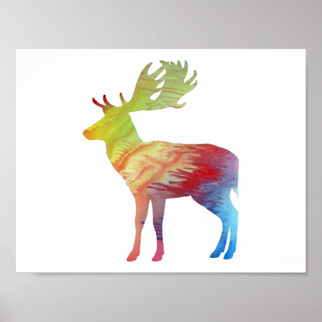 Affiche Abstraite silhouette de cerf en jachère (Devant)