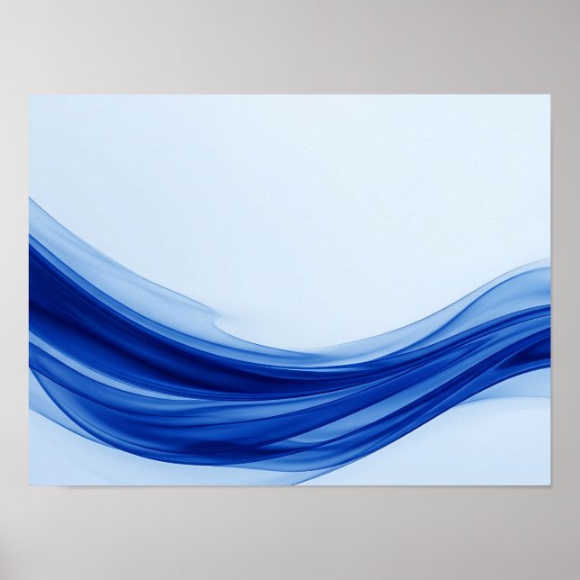 Affiche abstraite vague de fluide bleu saphir (Devant)