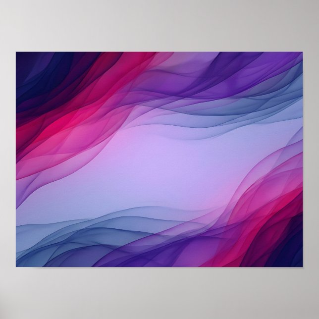 Affiche Abstraite Vagues Superposées Violet Magent (Devant)