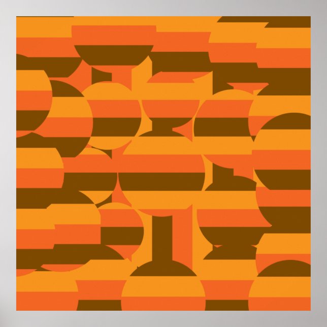 Affiche abstraits cercles rétro colorés motif (Devant)