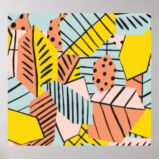 Affiche Abstraits feuilles colorés, motif de la nature.