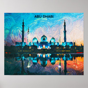 Affiche Abu Dhabi aux couleurs Émirats arabes unis peintur