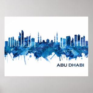 Affiche Abu Dhabi UAE Skyline Blue