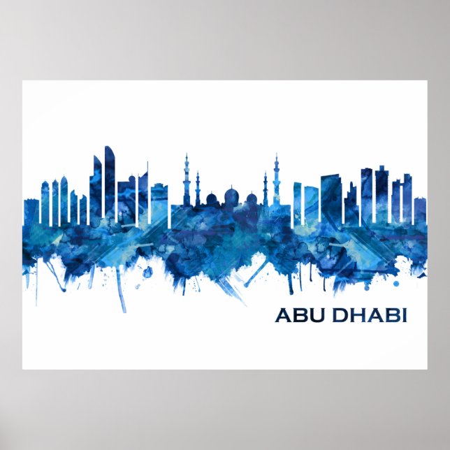 Affiche Abu Dhabi UAE Skyline Blue (Devant)