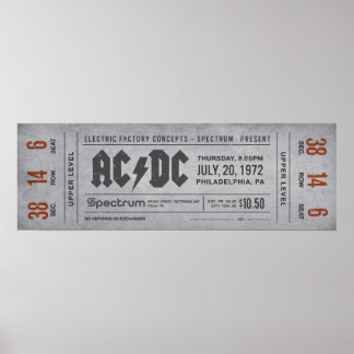Affiche AC/DC Concert Ticket – Vintage Rock Wall Art Print