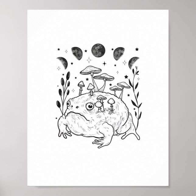 Affiche Academia Moon Witchy Goblincore Aesthetic Frog (Devant)
