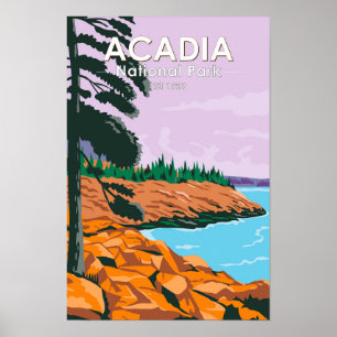 Affiche Acadia National Park Bar Harbor Vintage
