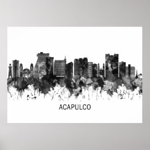 Affiche Acapulco Mexique Skyline BW