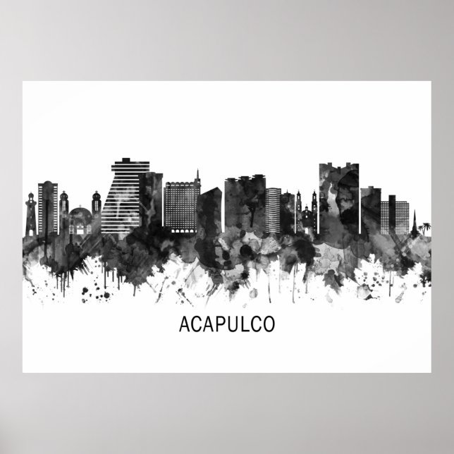 Affiche Acapulco Mexique Skyline BW (Devant)