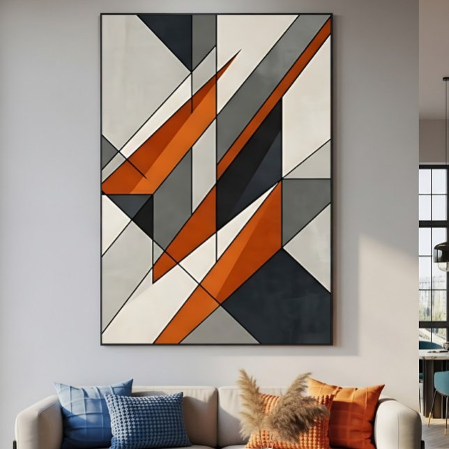 Affiche Accent Abstrait Moderne Orange Brûlé (Créateur téléchargé)
