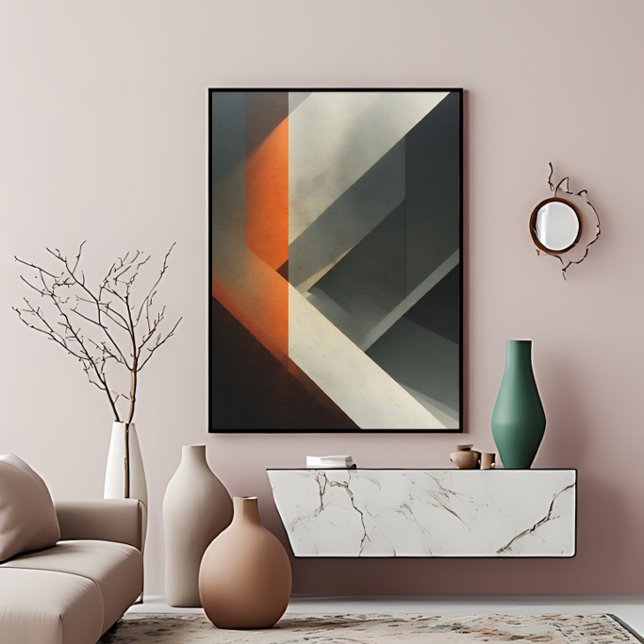 Affiche Accent Concret Orange Abstrait Moderne (Créateur téléchargé)