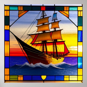 Affiche 🌅 Accent de coucher de soleil en voile pour les e