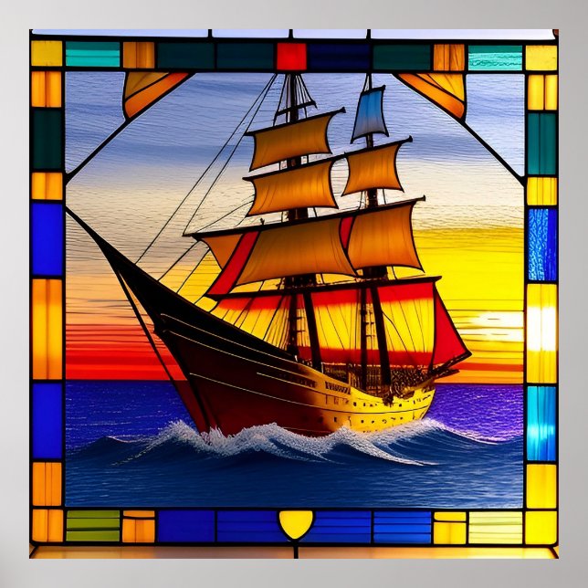 Affiche 🌅 Accent de coucher de soleil en voile pour les e (Devant)