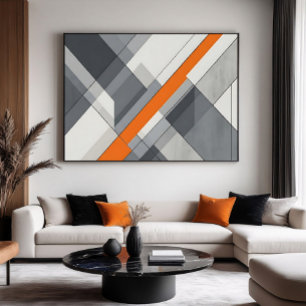 Affiche Accent Orange Abstrait Moderne