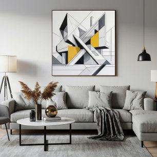 Affiche Accents jaunes d'architecture abstraite moderne