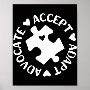 Affiche Accept Adapt Advocate Puzzle Piece Autism Awarenes