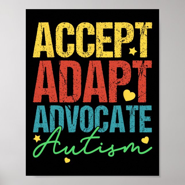 Affiche Accepter Adapt Advocate Sensibilisation sur l'auti (Devant)