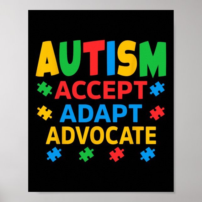 Affiche Accepter Adapt Advocate Sensibilisation sur l'auti (Devant)