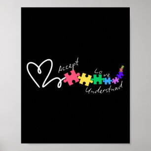 Affiche Accepter Amour Comprendre l'Autisme Soutien Drôle