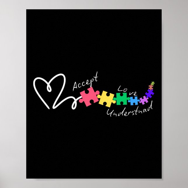 Affiche Accepter Amour Comprendre l'Autisme Soutien Drôle  (Devant)