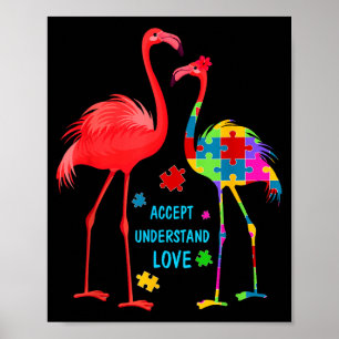 Affiche Accepter comprendre amour autisme flamant puzzle g