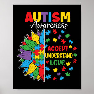 Affiche Accepter Comprendre Amour Sensibilisation sur l'au