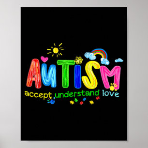 Affiche Accepter l'autisme rétro Comprendre l'amour pour ê