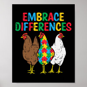 Affiche Accepter les différences 3 Poulets Puzzle Autisme
