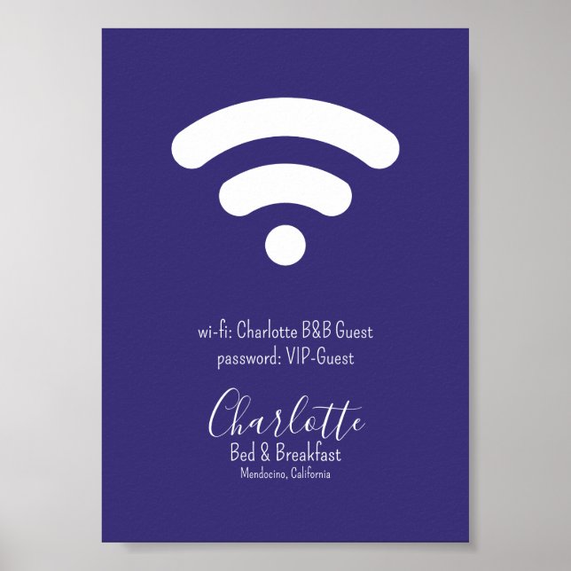 Affiche Accès Wi-Fi Moderne Simple Violet Blanc (Devant)