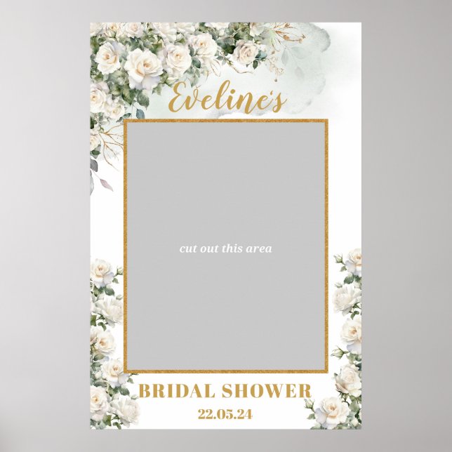Affiche Accessoire de photo de baby shower avec des roses  (Devant)