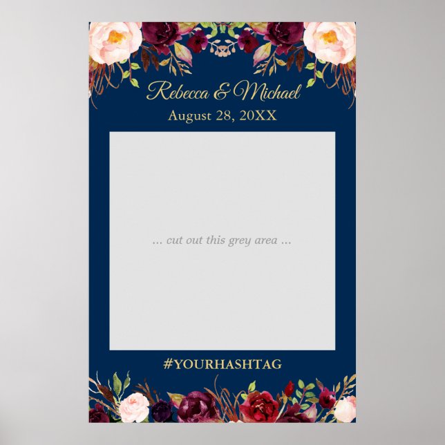 Affiche Accessoire de photo de mariage bleu foncé bordeaux (Devant)