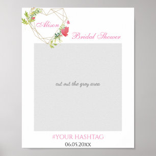 Affiche Accessoire de photo de mariage floral rose avec cœ