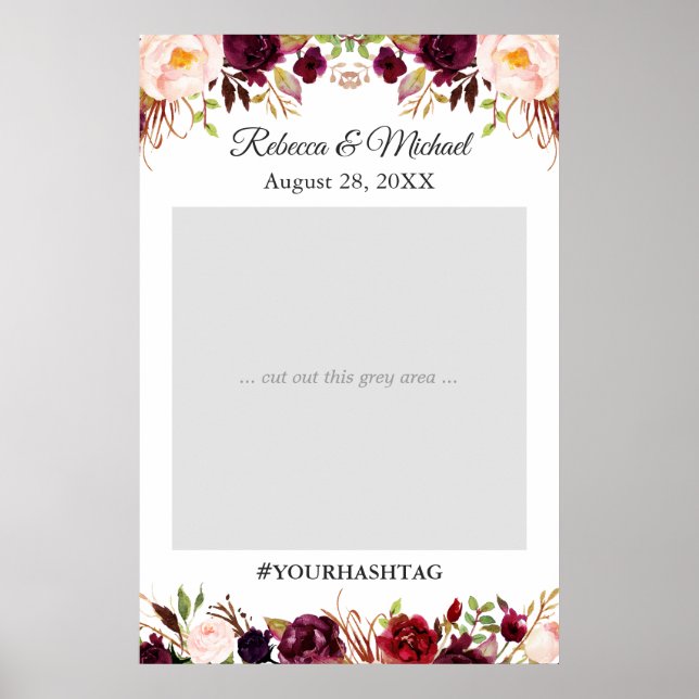 Affiche Accessoire de photo de mariage floral rouge de Bou (Devant)