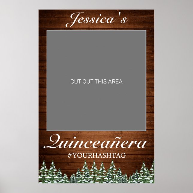Affiche Accessoire de photo de Quinceañera en bois enneigé (Devant)