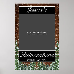 Affiche Accessoire de photo Quinceañera en bois enneigé et