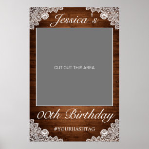 Affiche Accessoire de photo Rustique Bois & Dentelle Blanc