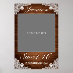 Affiche Accessoire de photo Rustique Bois & Dentelle Blanc