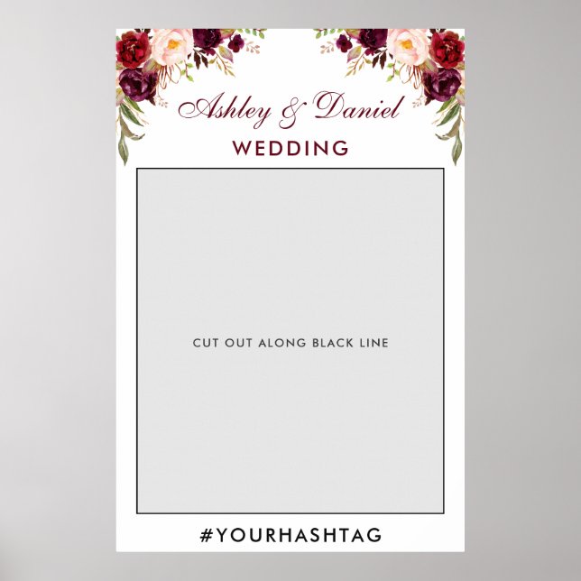 Affiche Accessoire de Photobooth de Mariage | Bourgogne (Devant)