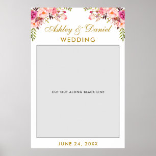 Affiche Accessoire de Photobooth de Mariage Fleurs Roses