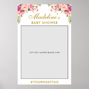 Affiche Accessoire de Photobooth pour Baby Shower Fleurs