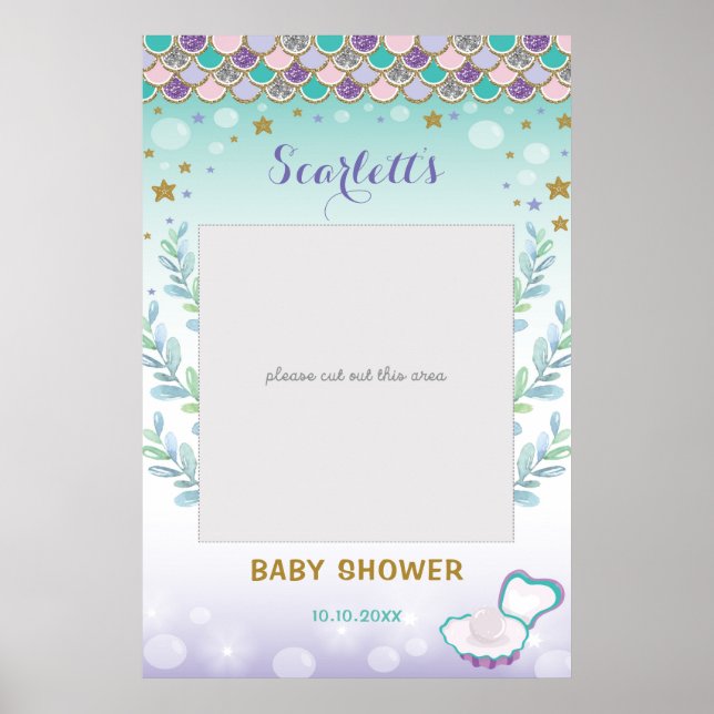 Affiche Accessoire de photobooth pour Baby Shower Sirène (Devant)