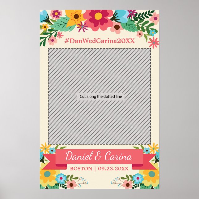 Affiche Accessoires de cadre photo de mariage floral (Devant)
