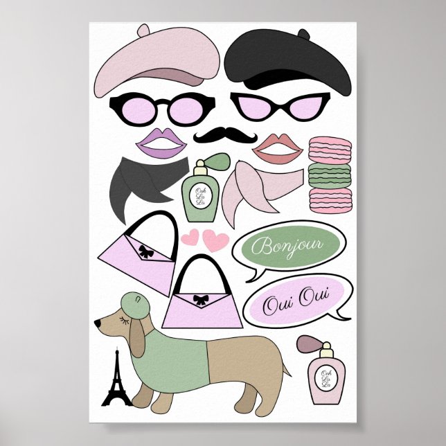 Affiche Accessoires de photomaton pour anniversaire sur le (Devant)