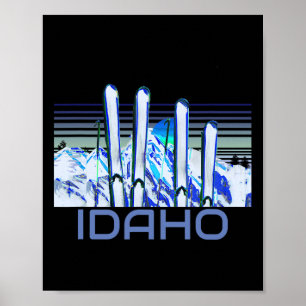 Affiche Accessoires de ski de l'Idaho Retro Ski de l'Idaho