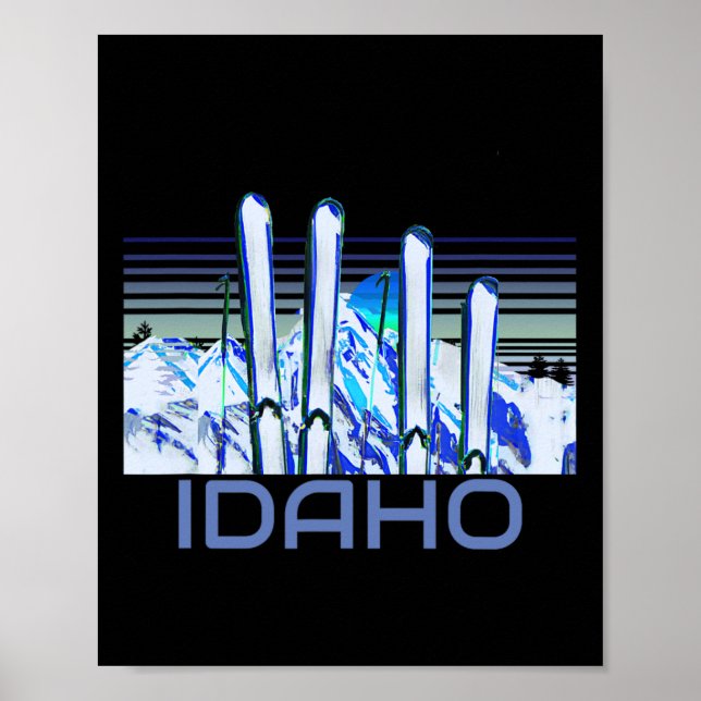 Affiche Accessoires de ski de l'Idaho Retro Ski de l'Idaho (Devant)