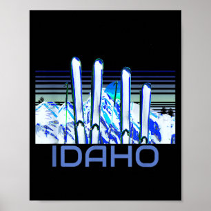 Affiche accessoires de ski Idaho rétro ski Idaho