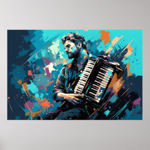 Affiche Accordion Lecteur Musique Peinture Art Décor Abstr