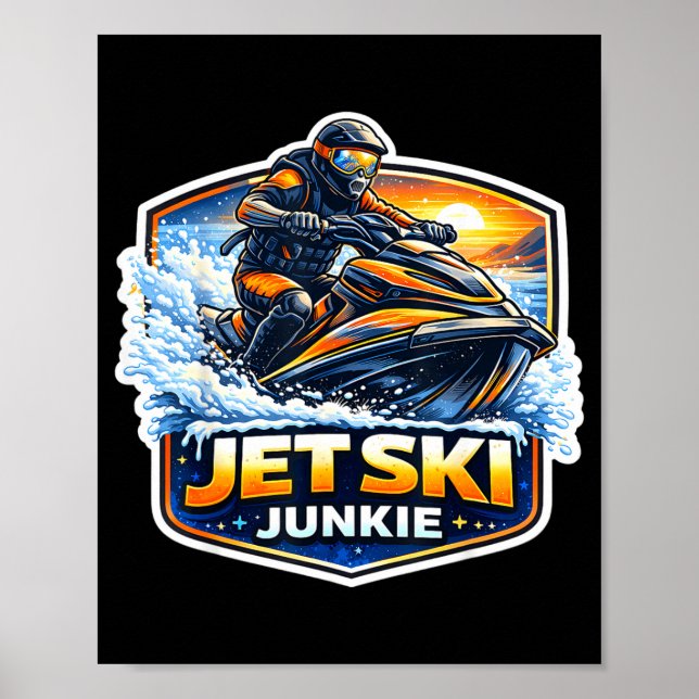 Affiche Accro au jet ski propriétaire de jet ski drôle (Devant)