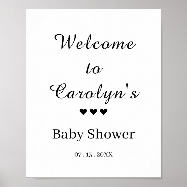 Affiche Accueil Baby shower blanc (Devant)